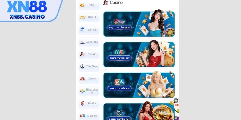 Trải nghiệm đẳng cấp cùng sảnh Casino nhà cái XN88