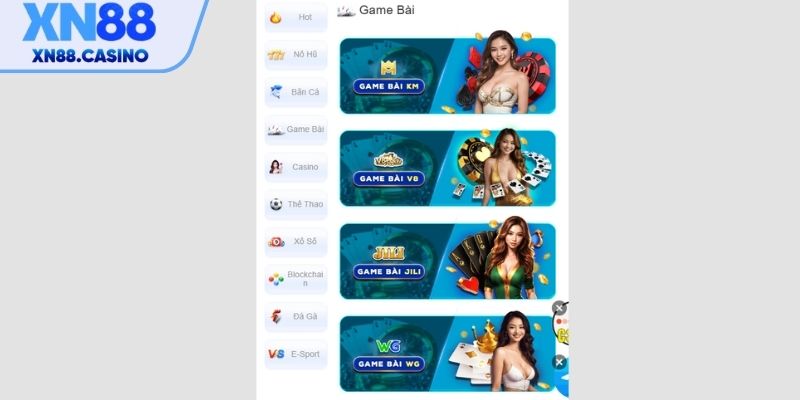 Giới thiệu sảnh Game Bài tại XN88
