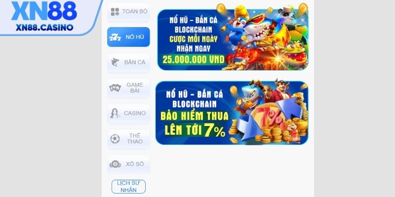 Kho thưởng khủng tại sảnh Nổ Hũ XN88