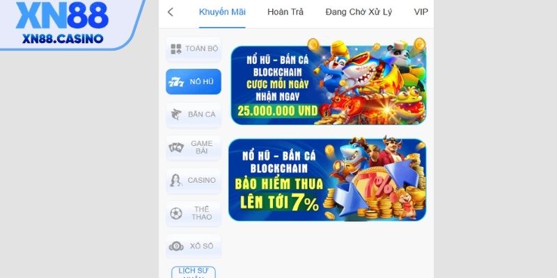 Khuyến mãi nổ hũ và bắn cá Blockchain